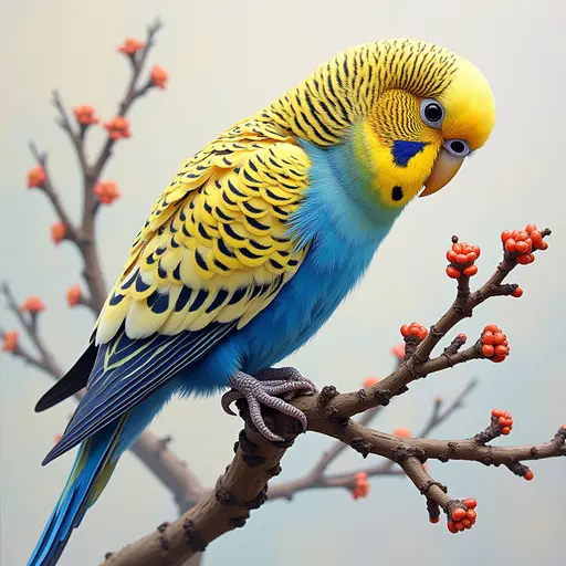 pointillism painting of a budgerigar