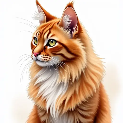 Watercolor style of a british longhair from the side view