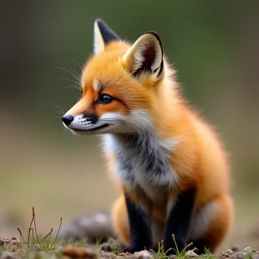 hd photo of a baby fox from the side view