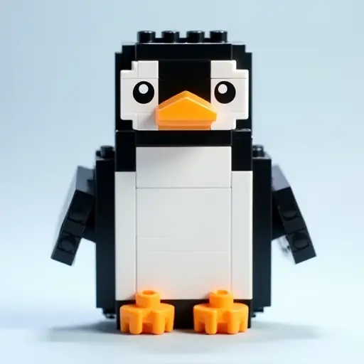 LEGO style of a penguin from the front view