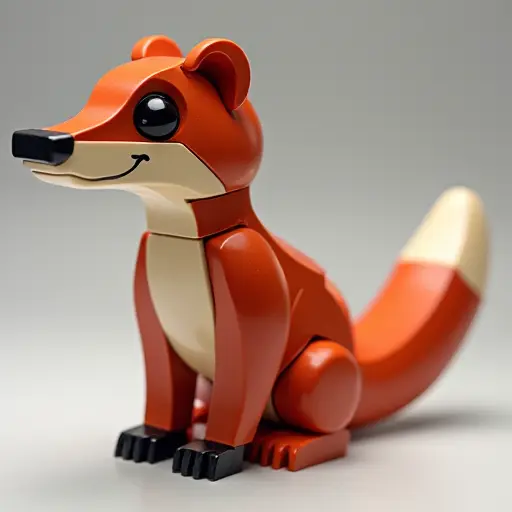 LEGO style of a weasel from the side view