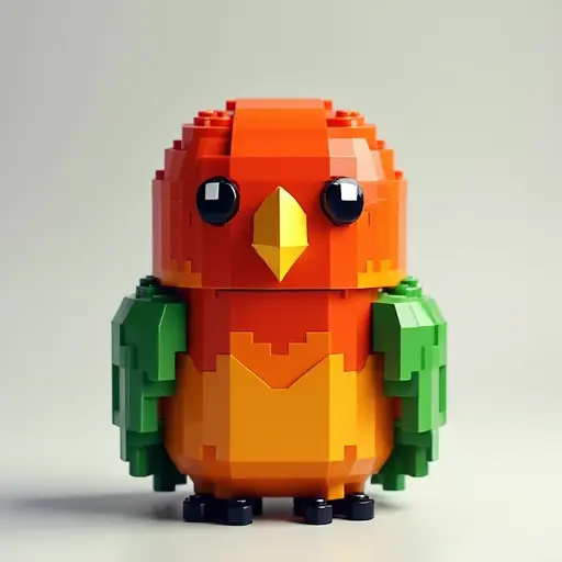 LEGO style of a lovebird from the front view