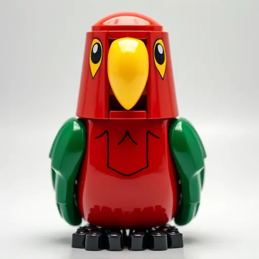 LEGO style of a eclectus parrot from the front view