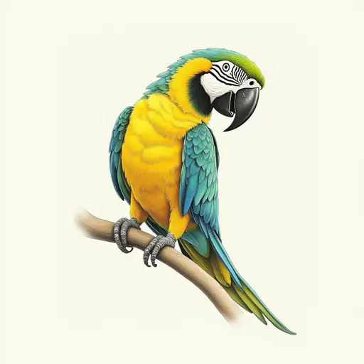 colored pencil drawing style of a amazon parrot