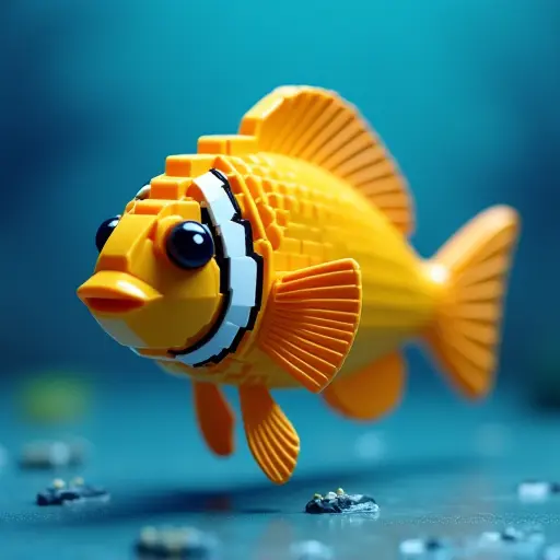 LEGO style of a angelfish from the front view