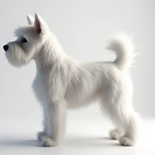 8k hyper real octane render blender of a west highland white terrier from the side view