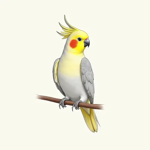 colored pencil drawing style of a cockatiel