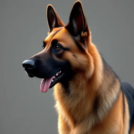 8k hyper real octane render blender of a german shepherd from the side view