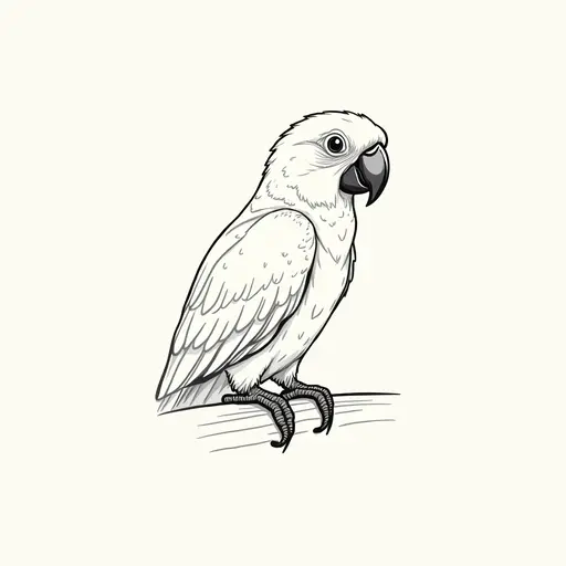 clean hand-drawn outlines of a amazon parrot