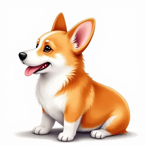 Watercolor style of a corgi from the side view