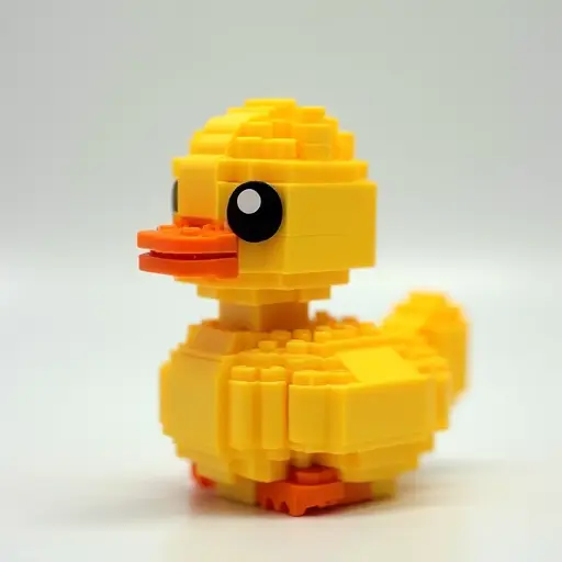 LEGO style of a baby duck from the side view