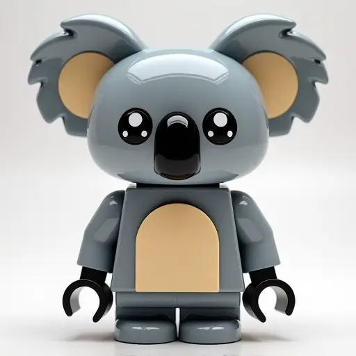 LEGO style of a koala from the front view