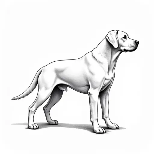 clean pencial outline sketch of a labrador retriever from the side view