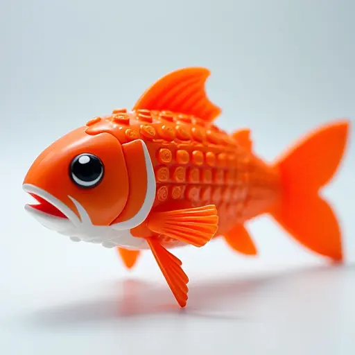 LEGO style of a salmon from the side view