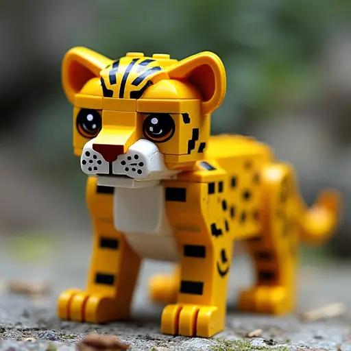 LEGO style of a leopard from the front view