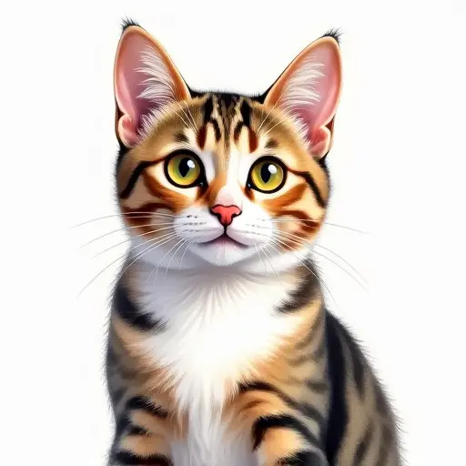 Watercolor style of a american shorthair from the front view