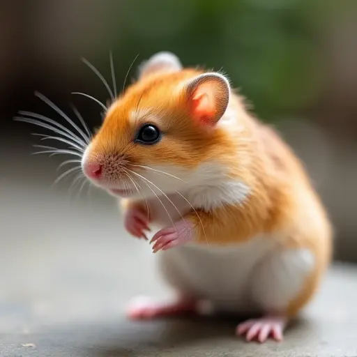 hd photo of a baby hamster from the side view