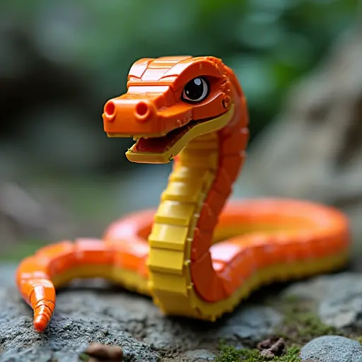 LEGO style of a snake from the front view