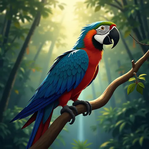 studio ghibli style of a macaw