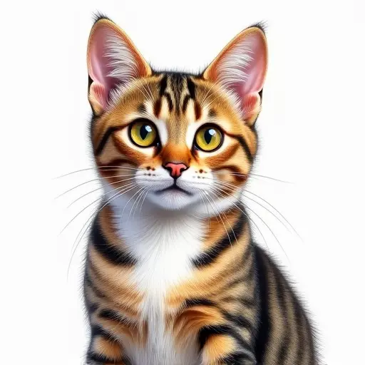 colored pencil drawing style of a american shorthair from the front view