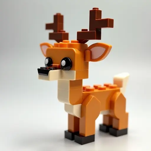 LEGO style of a deer from the front view