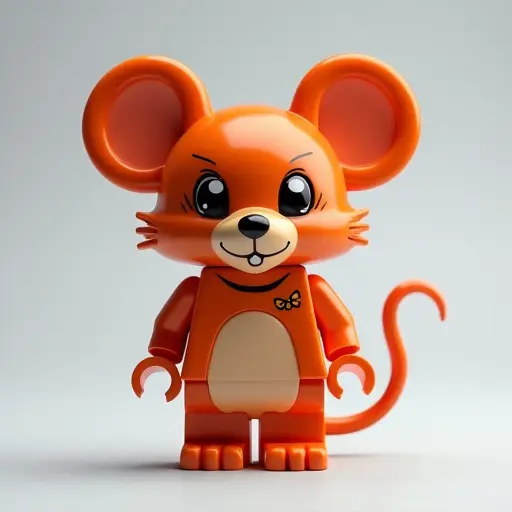 LEGO style of a mouse from the front view