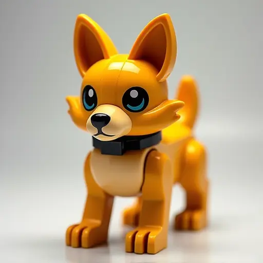 LEGO style of a dingo from the front view