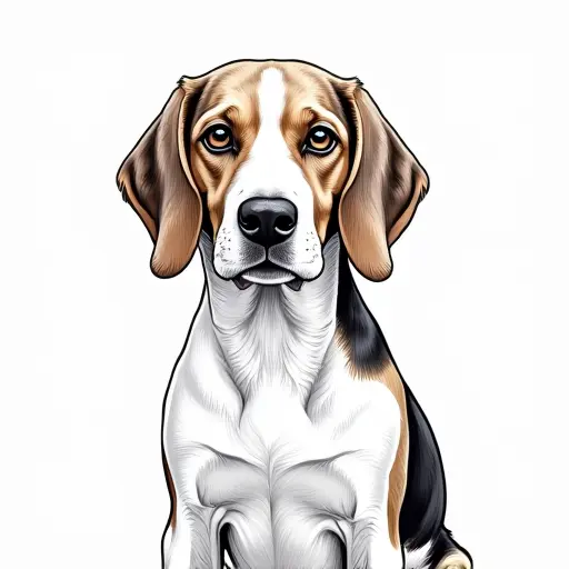 clean hand-drawn outlines of a beagle from the front view