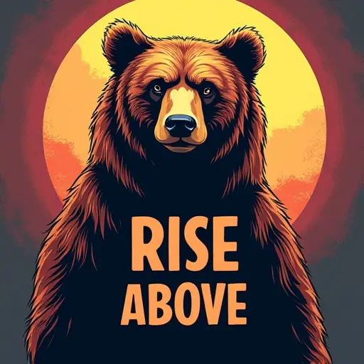 bear, T-shirt, slogan Rise Above, inspiring style