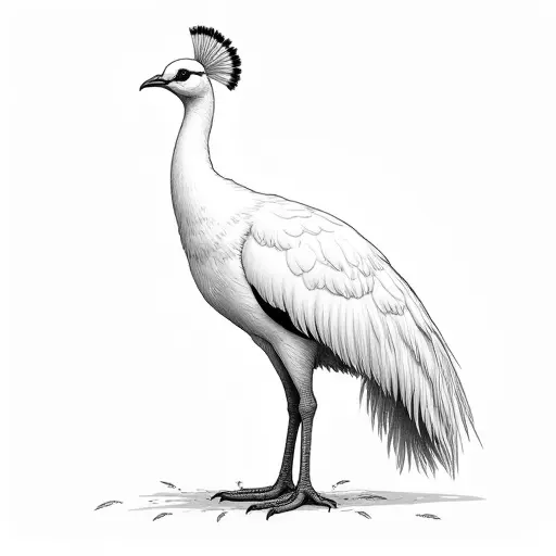 clean pencial outline sketch of White Peafowl