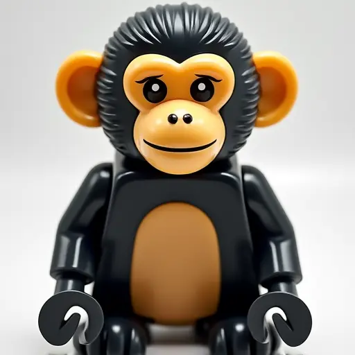 LEGO style of a capuchin monkey from the front view