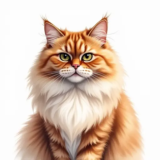 Watercolor style of a persian cat from the front view