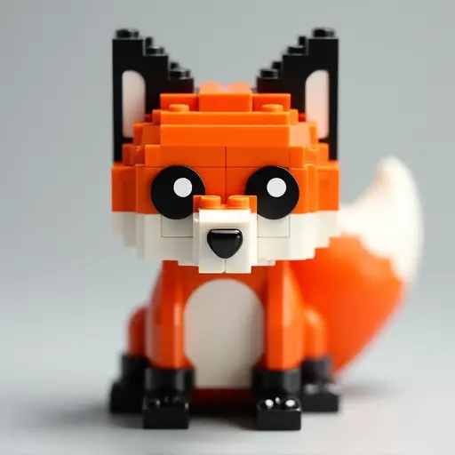 LEGO style of a fox from the front view