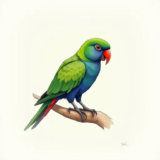 Watercolor style of a eclectus parrot