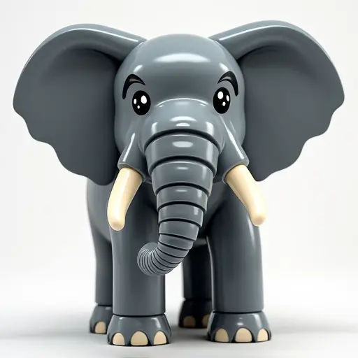 LEGO style of a elephant from the front view