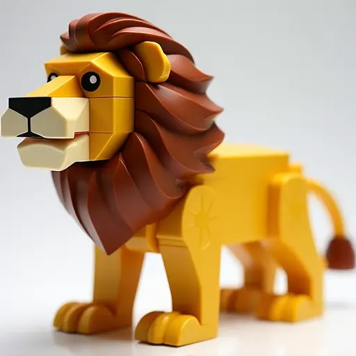 LEGO style of a lion from the side view