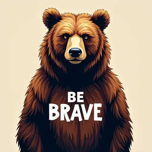 bear, T-shirt, slogan Be Brave, courageous style