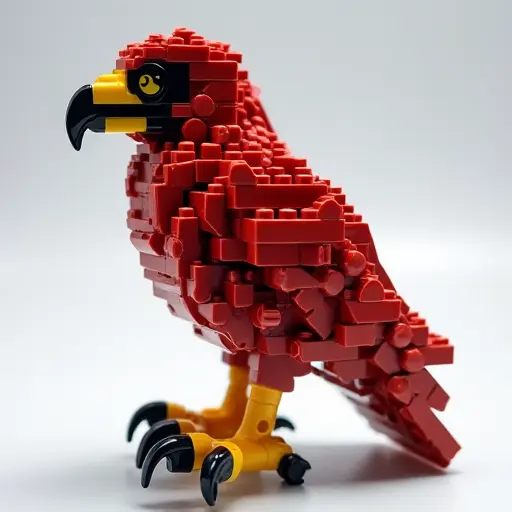 LEGO style of a falcon from the side view