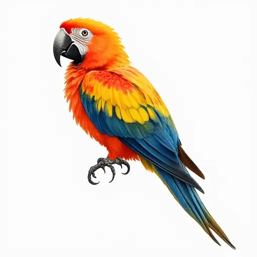 Watercolor style of a parrot from the side view