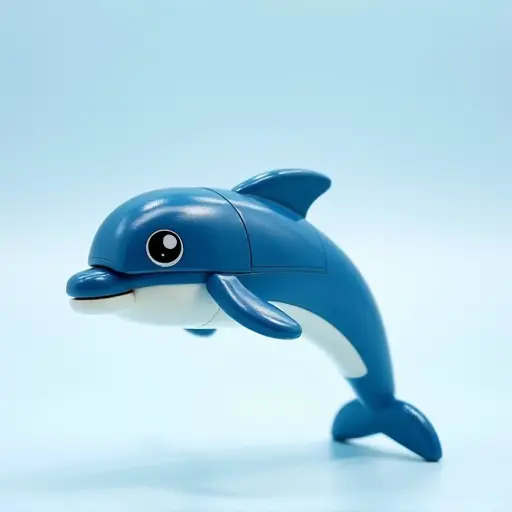 LEGO style of a baby dolphin from the side view