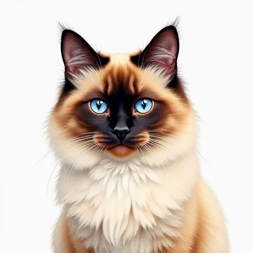 colored pencil drawing style of a birman cat from the front view