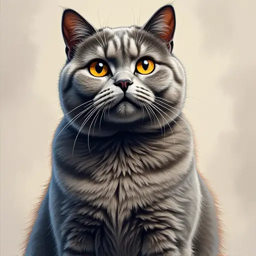 pointillism painting of a british shorthair from the front view