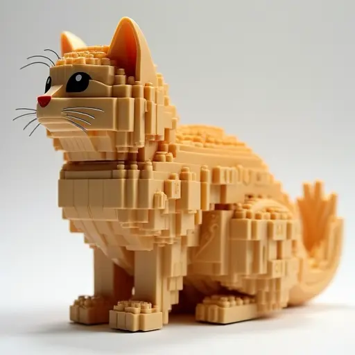 LEGO style of a persian cat from the side view