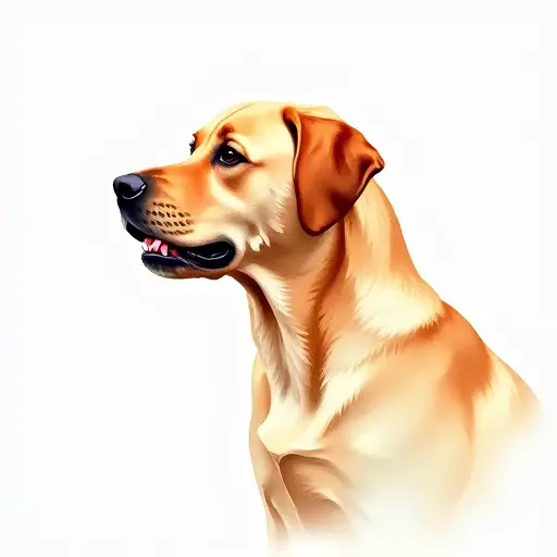 Watercolor style of a labrador retriever from the side view