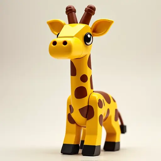 LEGO style of a giraffe from the front view