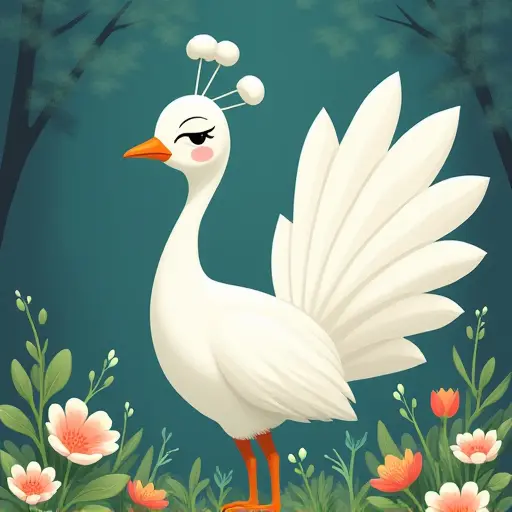 studio ghibli style of White Peafowl