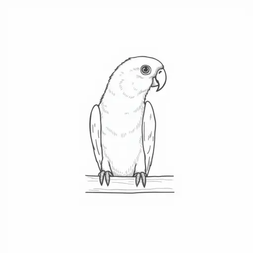 clean black and white hand-drawn outlines of a amazon parrot