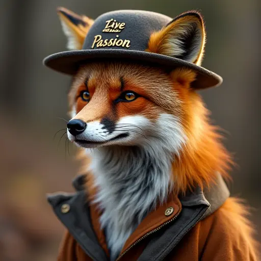 fox, hat, slogan Live Your Passion, passionate style