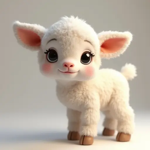 8k hyper real octane render blender of a baby lamb from the front view