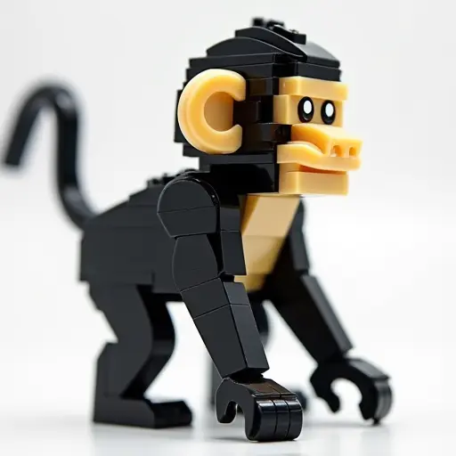 LEGO style of a capuchin monkey from the side view